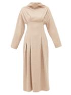 Matchesfashion.com Roksanda - Marea Cowl Neck Wool Jersey Midi Dress - Womens - Beige