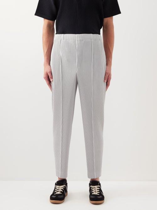 Homme Pliss Issey Miyake - Technical-pleated Tapered-leg Trousers - Mens - Grey
