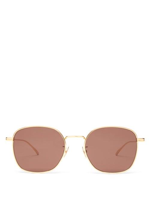 Matchesfashion.com Bottega Veneta - Round Metal Sunglasses - Womens - Brown