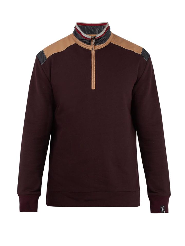 Lanvin Contrast-panel Half-zip Cotton Sweater