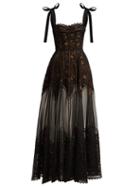 Matchesfashion.com Elie Saab - Floral And Ladder Lace Gown - Womens - Black