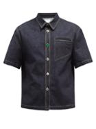 Mens Rtw Bottega Veneta - Contrast-trim Short-sleeve Denim Shirt - Mens - Indigo
