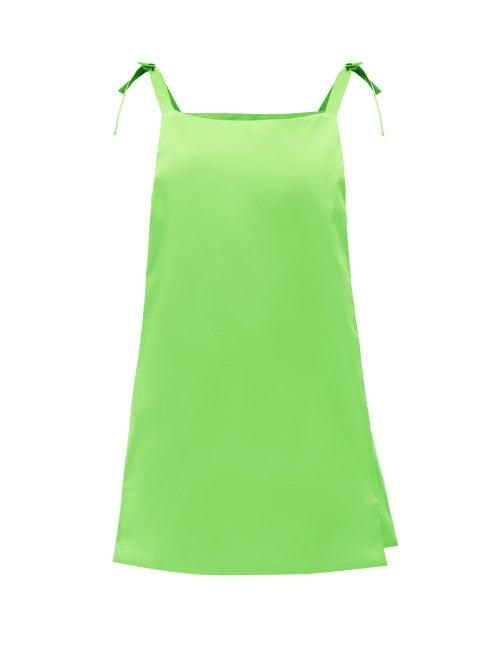 Bernadette - Ruby Tie-shoulder Taffeta Mini Dress - Womens - Green