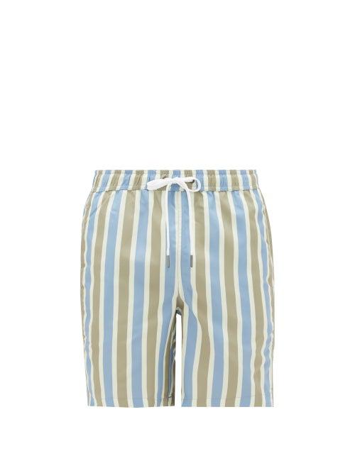 Matchesfashion.com Onia - Charles 7 Striped Swim Shorts - Mens - Green Multi