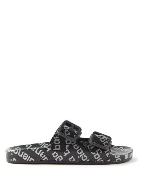 Balenciaga - Mallorca Logo-print Leather Slides - Womens - Black