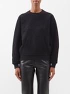 Saint Laurent - Glitter-logo Fleece-lined Cotton-jersey Sweater - Womens - Black