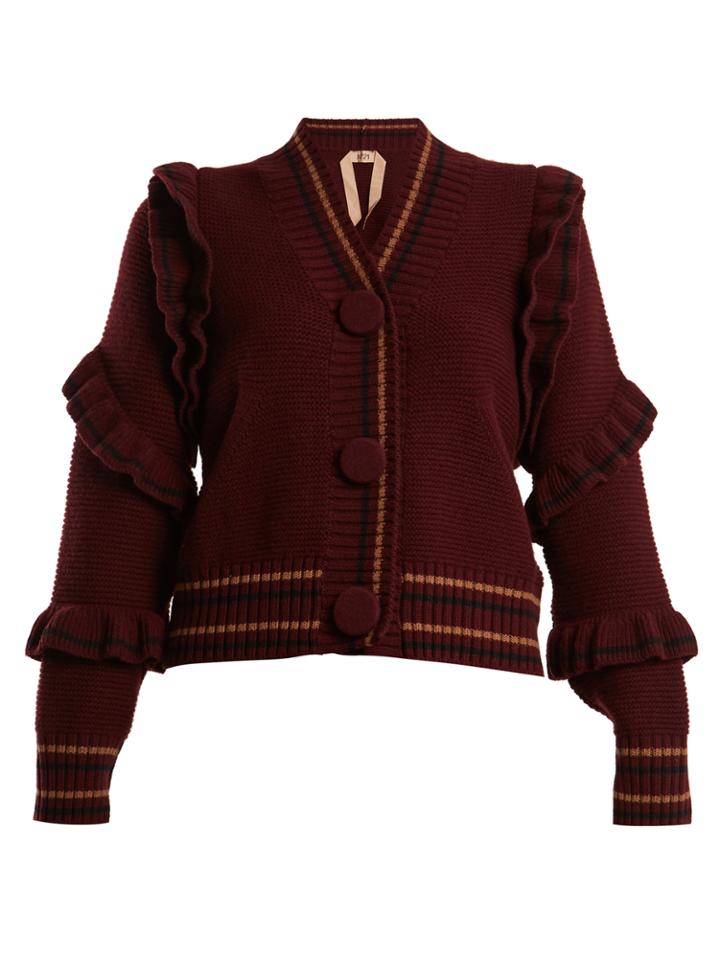 No. 21 Ruffle-trimmed Wool Cardigan