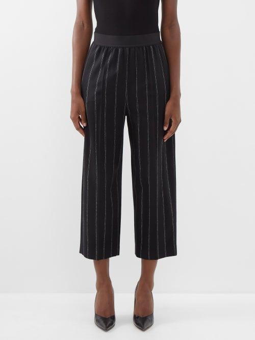 Stella Mccartney - Elasticated-waist Pinstriped-wool Trousers - Womens - Black