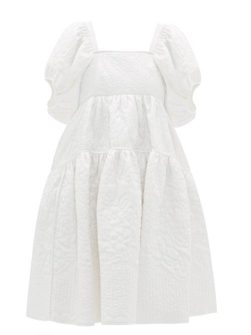 Matchesfashion.com Cecilie Bahnsen - Edwig Tie-back Quilted Silk Dress - Womens - White