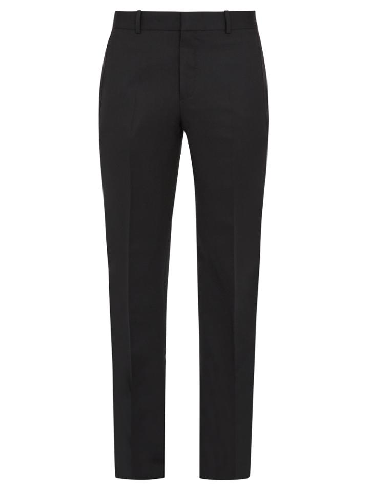 Alexander Mcqueen Slim-leg Mohair And Silk-striped Tuxedo Trousers