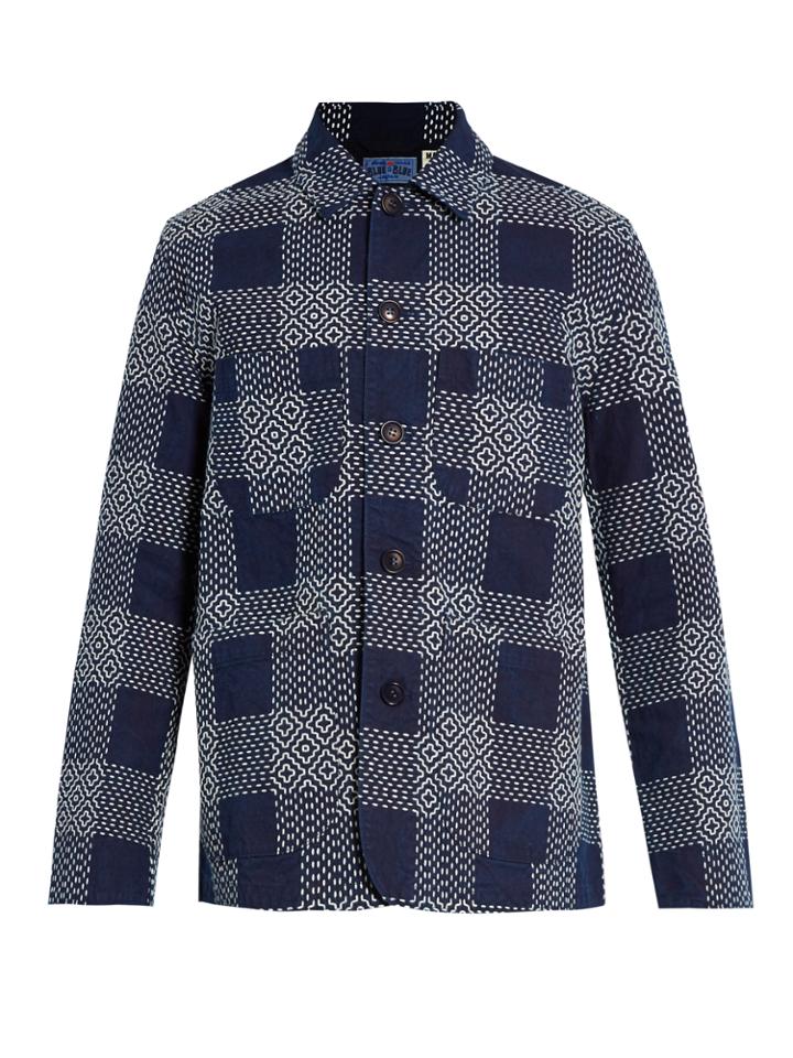 Blue Blue Japan Embroidered-check Cotton Blazer