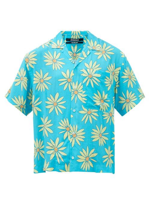 Jacquemus - Jean Short-sleeved Floral-print Twill Shirt - Mens - Blue