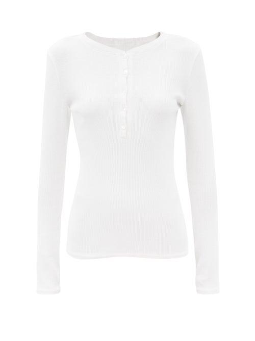 Nili Lotan - Jordan Ribbed Cotton-jersey Henley Top - Womens - Ivory