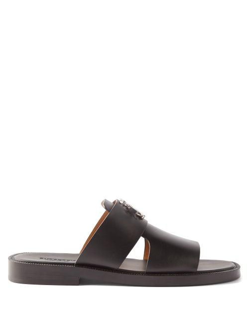 Burberry - Kingsgate Tb-hardware Leather Slides - Mens - Black