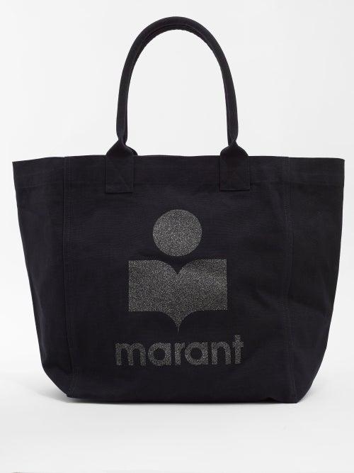 Isabel Marant - Yenky Glitter-logo Cotton-canvas Tote Bag - Womens - Black
