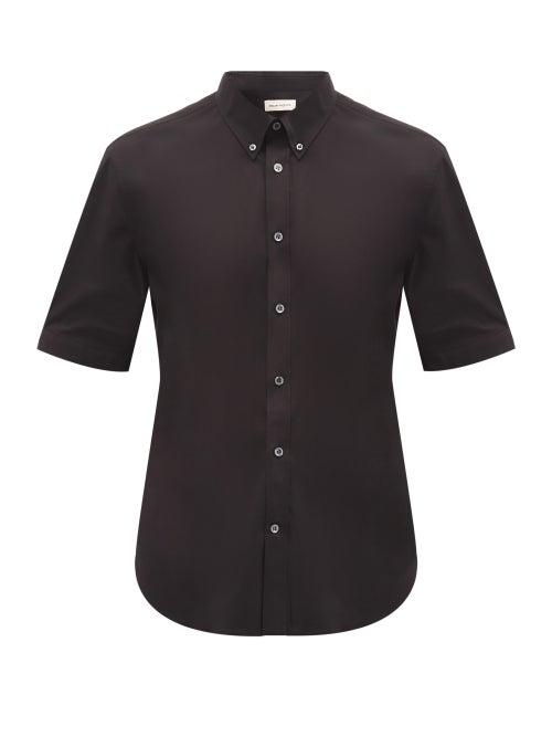 Matchesfashion.com Alexander Mcqueen - Button-down Cotton-blend Poplin Shirt - Mens - Black
