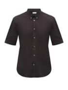 Matchesfashion.com Alexander Mcqueen - Button-down Cotton-blend Poplin Shirt - Mens - Black