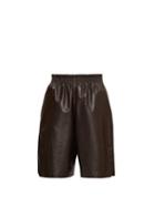 Matchesfashion.com Bottega Veneta - Elasticated-waist Leather Shorts - Womens - Dark Brown