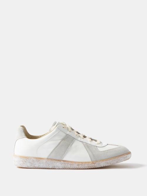 Maison Margiela - Replica Painted-sole Suede And Leather Trainers - Mens - White
