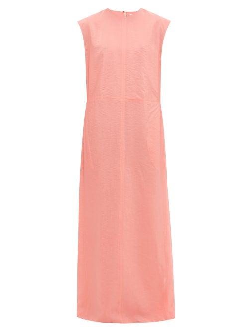 Matchesfashion.com Raey - High V Neck Double Layered Organza Shift Dress - Womens - Pink