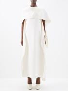 Valentino - Cape-scarf Wool-blend Crepe Dress - Womens - Ivory