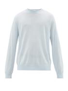 Matchesfashion.com Paul Smith - Logo Embroidered Merino Wool Sweater - Mens - Light Blue