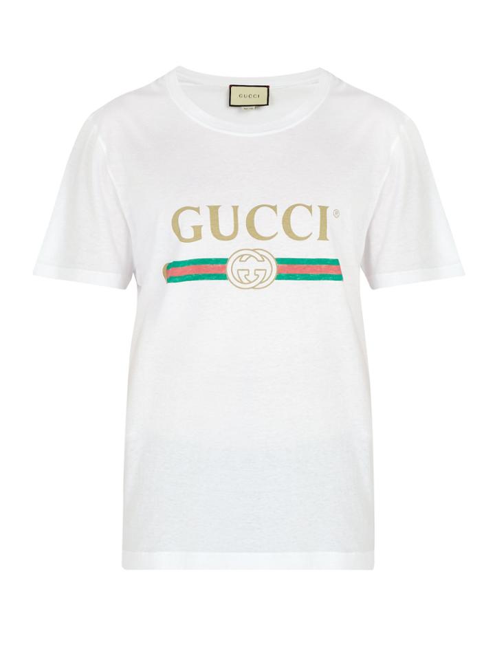 Gucci Fake Logo-print Cotton T-shirt