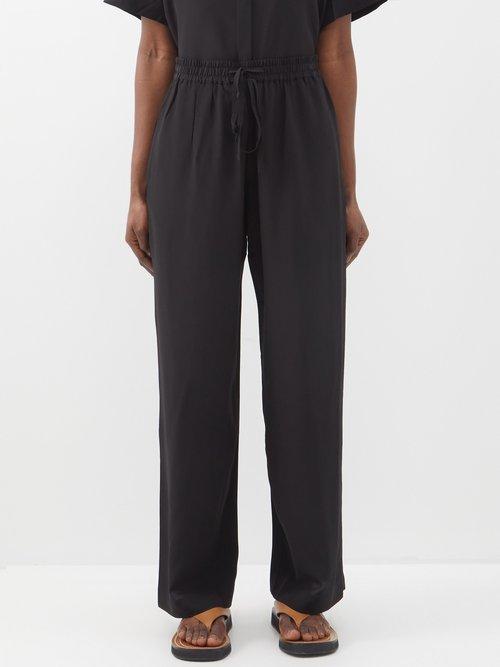 Matteau - Elasticated-waist Silk Trousers - Womens - Black