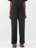 Matteau - Elasticated-waist Silk Trousers - Womens - Black