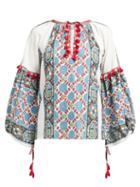 Matchesfashion.com D'ascoli - Samarkand Printed Cotton Blouse - Womens - Blue Multi