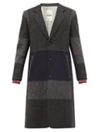 Matchesfashion.com Valentino Garavani - Single-breasted Patchwork Wool-blend Coat - Mens - Grey Multi