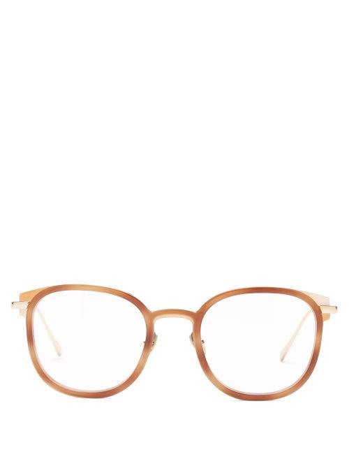 Linda Farrow - Fraser Round 22kt Gold-plated Titanium Glasses - Womens - Brown Gold