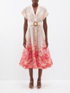 Zimmermann - High Tide Belted Floral-print Shirt Dress - Womens - Pink Print