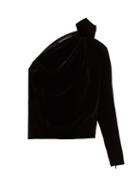 Matchesfashion.com Vika Gazinskaya - One Shoulder Knot Detail Velvet Top - Womens - Black