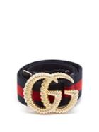 Matchesfashion.com Gucci - Gg Logo 4cm Elasticated Web Stripe Belt - Womens - Navy