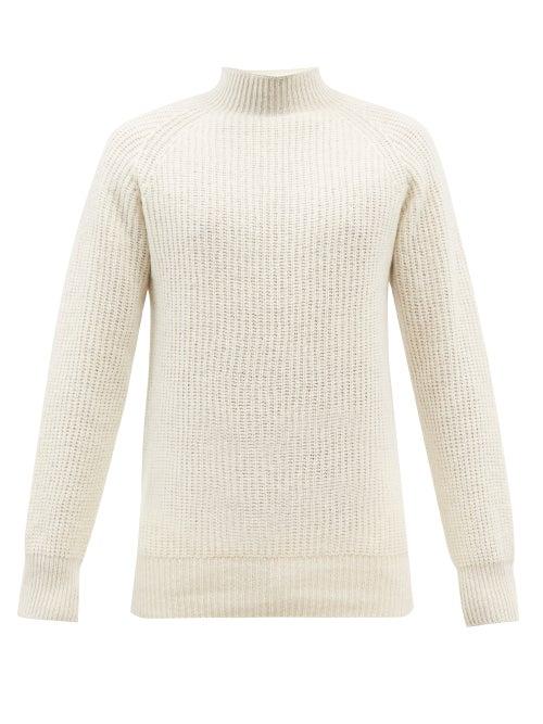 Ymc - High-neck Ribbed Wool Sweater - Mens - White