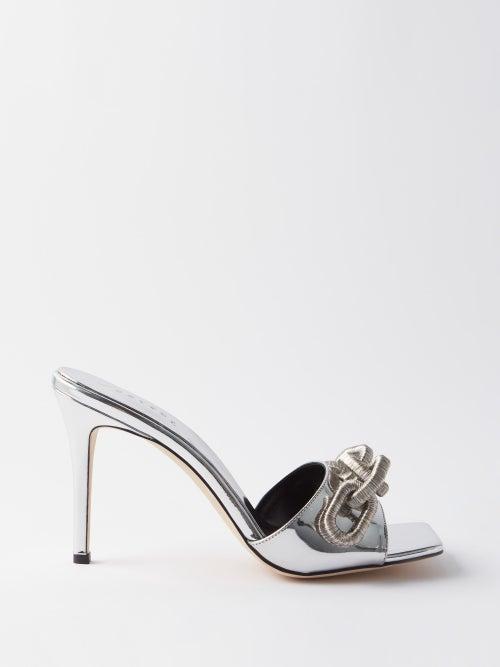 Serena Uziyel - Catena 90 Chain-embellished Leather Sandals - Womens - Silver