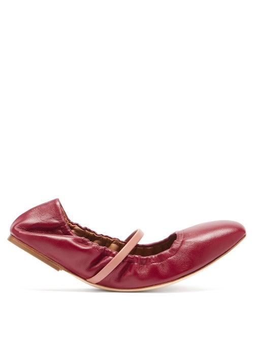 Malone Souliers - Cher Leather Ballet Flats - Womens - Burgundy