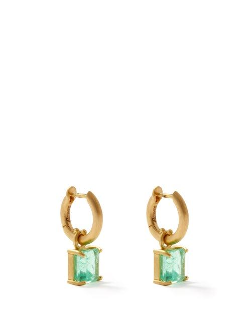 Irene Neuwirth - Emerald & 18kt Gold Hoop Earrings - Womens - Green