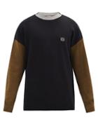 Matchesfashion.com Loewe - Anagram-embroidered Colour-block Wool Sweater - Mens - Black Green