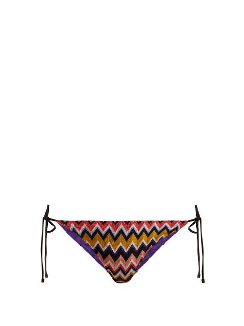 Matchesfashion.com Missoni Mare - Zigzag Knit Side Tie Bikini Briefs - Womens - Multi