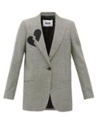 Matchesfashion.com Msgm - Single Breasted Broken Heart Wool Blend Blazer - Womens - Black White