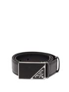 Matchesfashion.com Prada - Logo Enamel Saffiano Leather Belt - Mens - Black