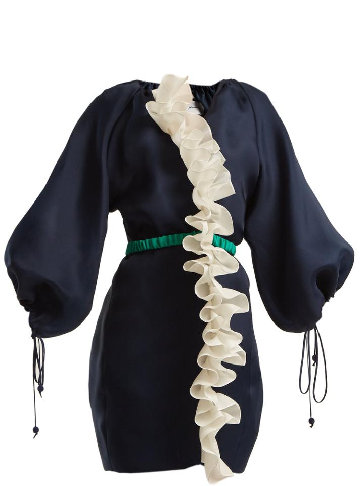 Emilio De La Morena Ruffled Silk Coat