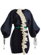 Emilio De La Morena Ruffled Silk Coat
