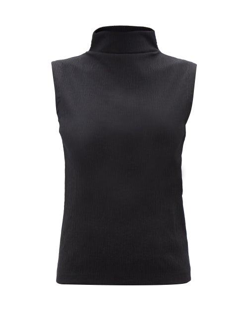 Jil Sander - Crinkle-effect Cotton-jersey Sleeveless Top - Womens - Black