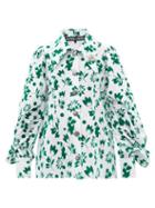Chopova Lowena - Hera Flocked-floral Cotton-poplin Blouse - Womens - White Multi