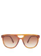 Matchesfashion.com Burberry - Tb-print Aviator Acetate Sunglasses - Mens - Orange