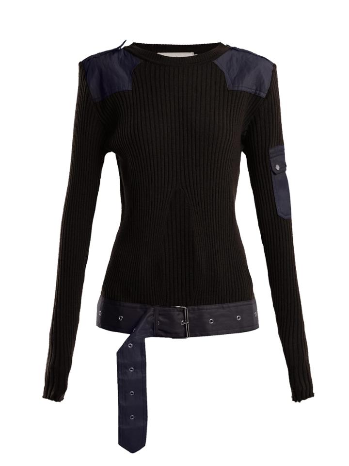 Marques'almeida Belted Ribbed-knit Wool Top