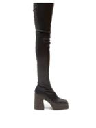 Matchesfashion.com Stella Mccartney - Faux Leather Platform Over The Knee Boots - Womens - Black